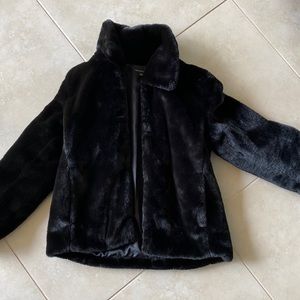 Black faux fur coat